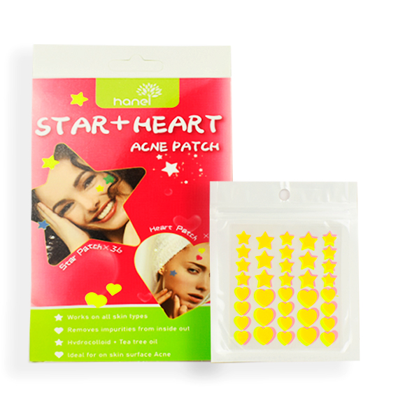 Parche para acne en forma de corazon y estrellas - Hanel