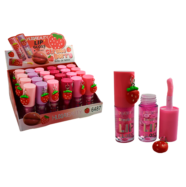 Brillo labial con llavero de fresa - HuxiaBeauty