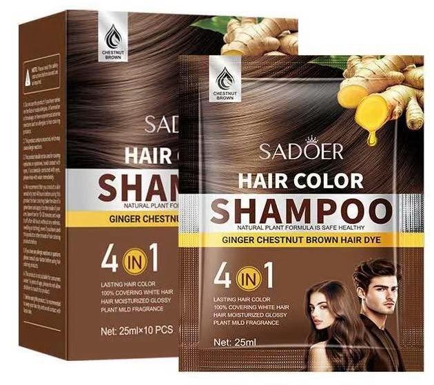 Caja de 10 sombras de shampoo con tinte en tono café - Sadoer