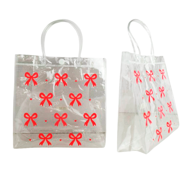 Bolsa de mano transparente con diseño de moños mediano
