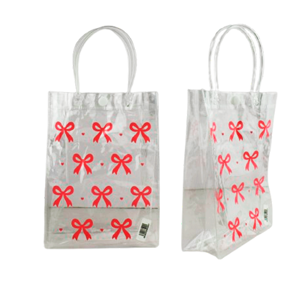 Bolsa de mano transparente con diseño de moños