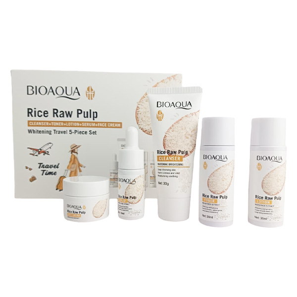 Kit Viajero Rejuvenecedor de 5 piezas con extracto de arroz bioaqua