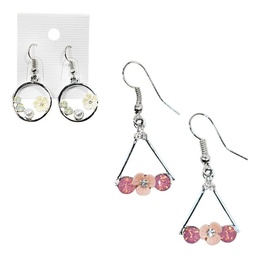 [108101] Aretes con Diseños Geometricos Con Flores Surtidos