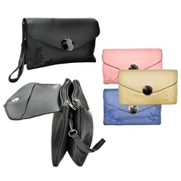 [2023052707909] Cartera De Mano Doble Compartimiento Boton Negro