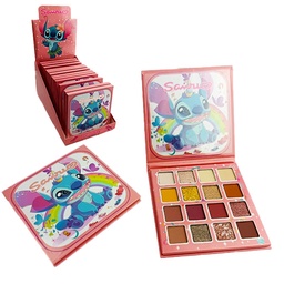 [6926681851004] Paleta de sombras de 15 colores con diseño de Stitch arcoiris de Sairio