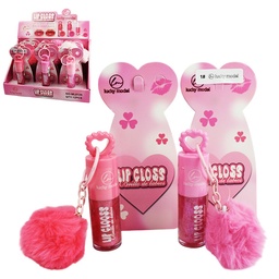 [6937118821613] Brillo labial con llavero de pompom - Lucky Model