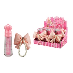 [6978435782843] Brillo labial con llavero de moño y perlas - Lucky Model