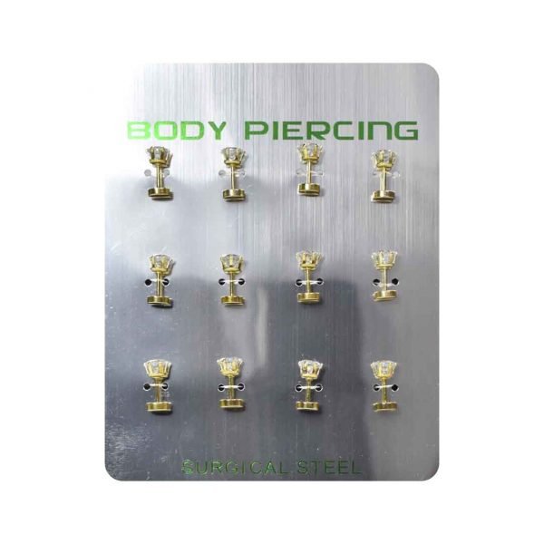 Body piercing dorado en blister cromado