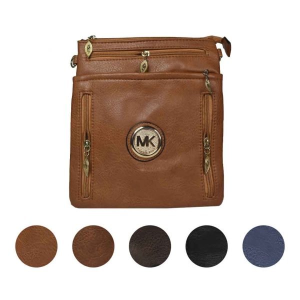 Cartera mk de cuerina con 3 zipper