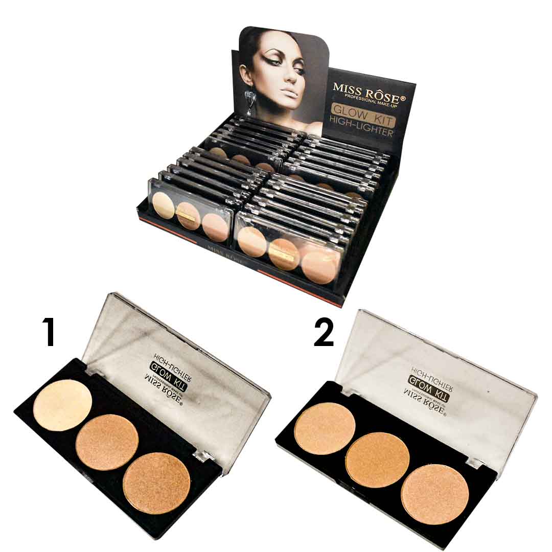 Iluminador y contorno glow kit 3 colores miss rose