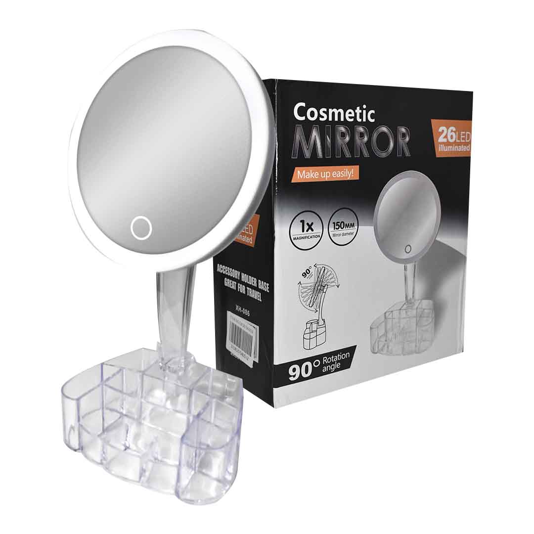 Espejo con organizador cosmetic mirror caja negra con blanco 150 mm