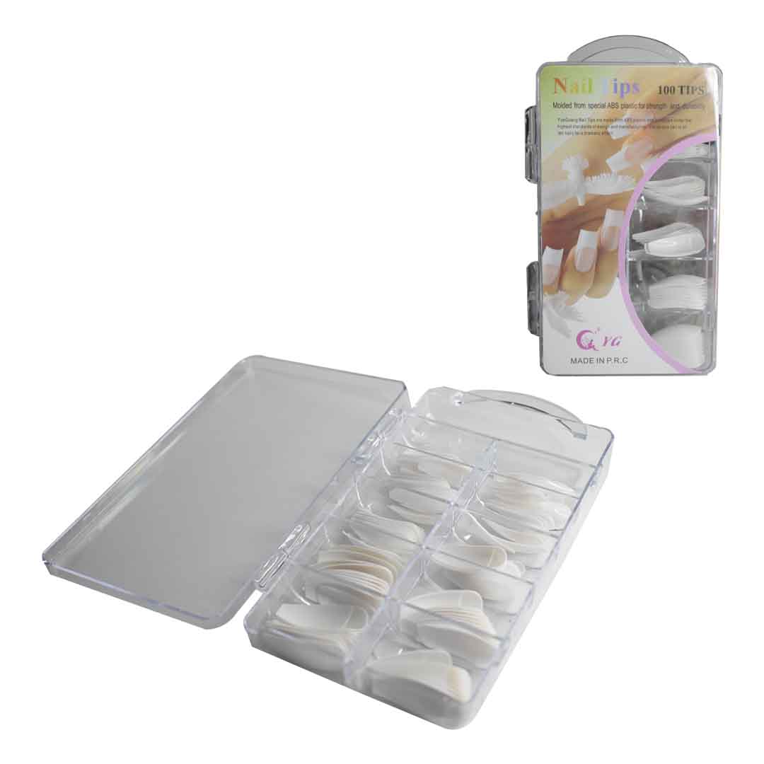 Set de uñas tip cuadrado blanco 100u