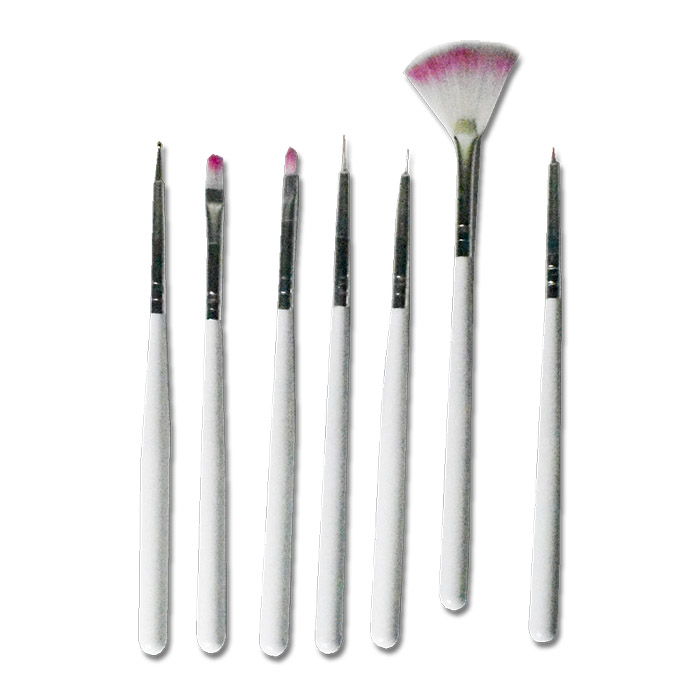 Kit de pinceles para uñas blancas con rosa de 7u