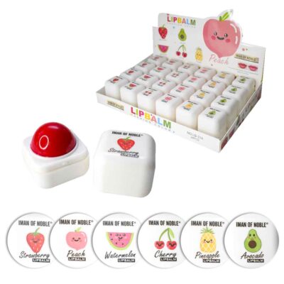 Balsamos blancos cuadrados con diseños frutales