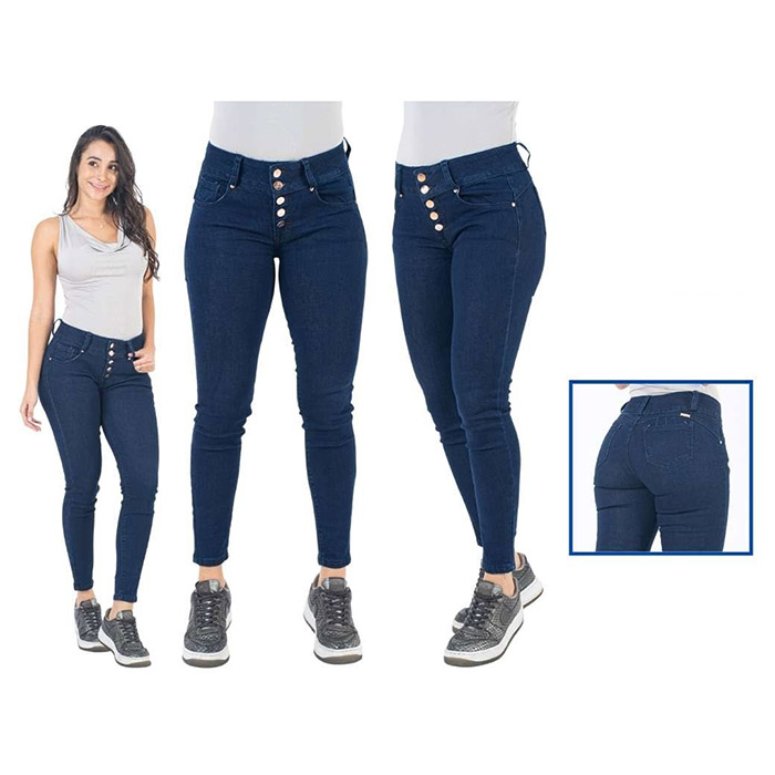 Pantalon xblue color azul con diseño liso de 5 botones