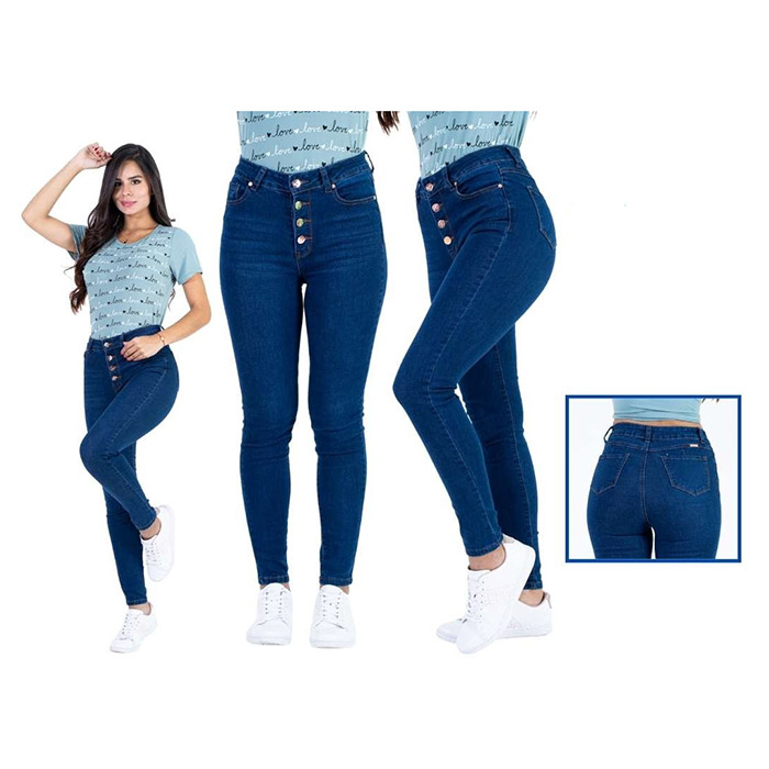 Pantalon xblue color azul liso con 5 botones