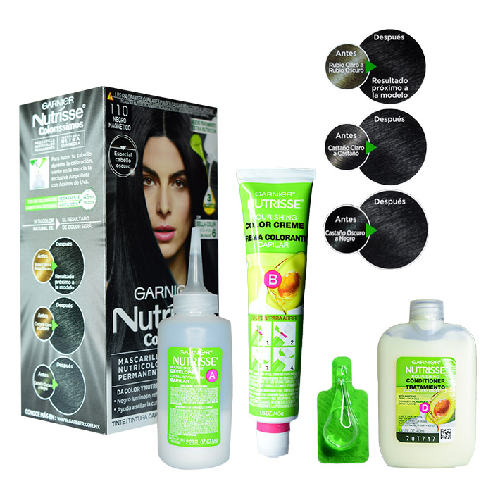 Tinte para cabello garnier nutrisse negro magnetico 110
