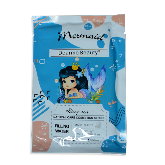 Mascarilla sobre celeste y blanco dearme beauty diseño sirena