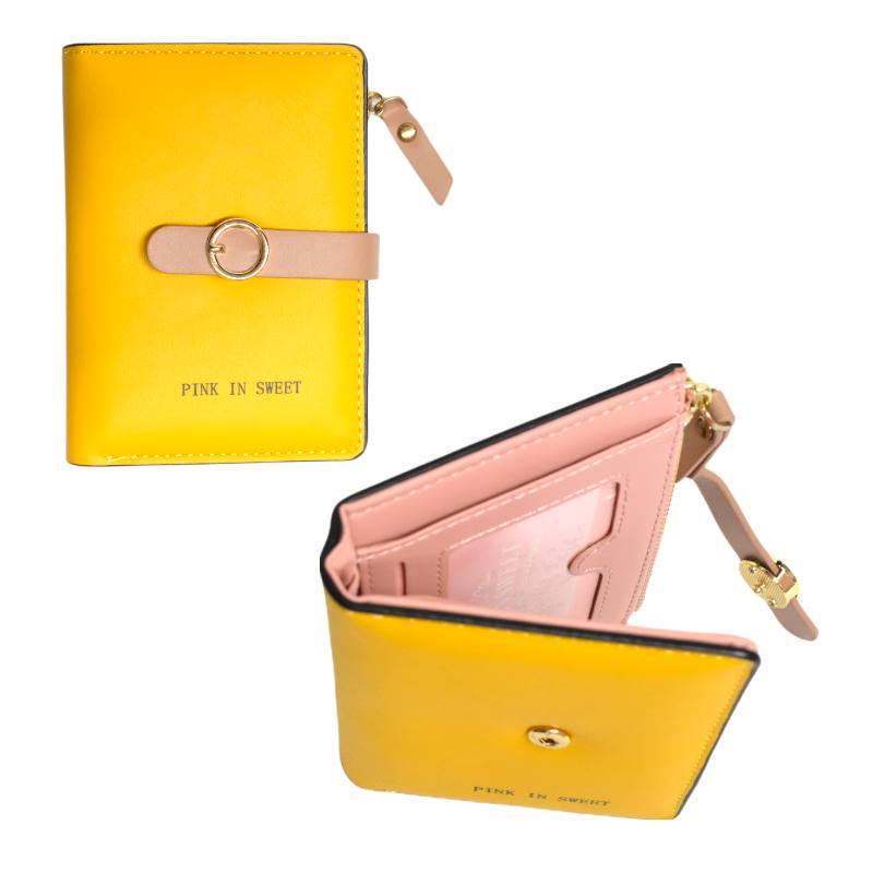 Billetera amarilla pink in sweet con broche