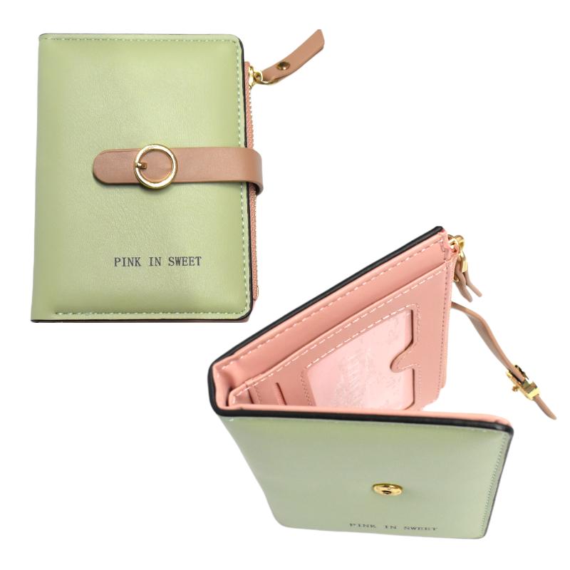 Billetera verde pink in sweet con broche