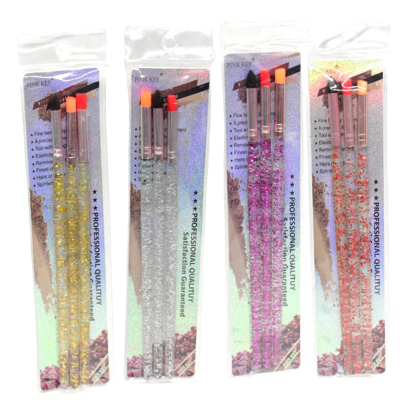 Kit de 3 brochas con glitter