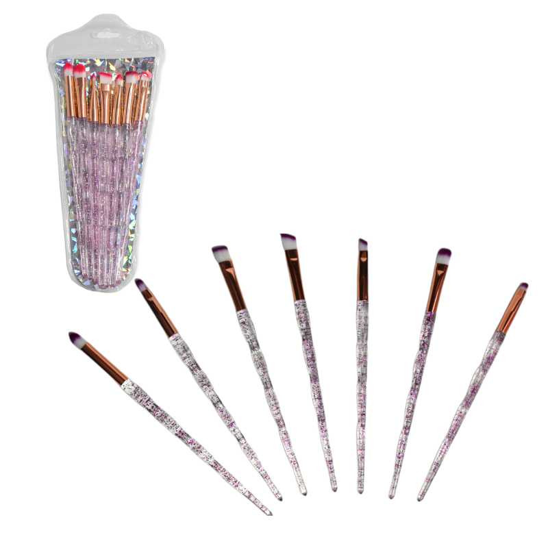 Kit brochas glitter 7 unidades rosado