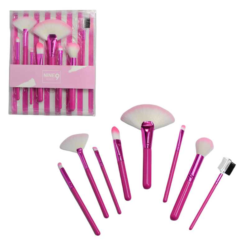 Kit de brochas nine9 beauty 8u rosado