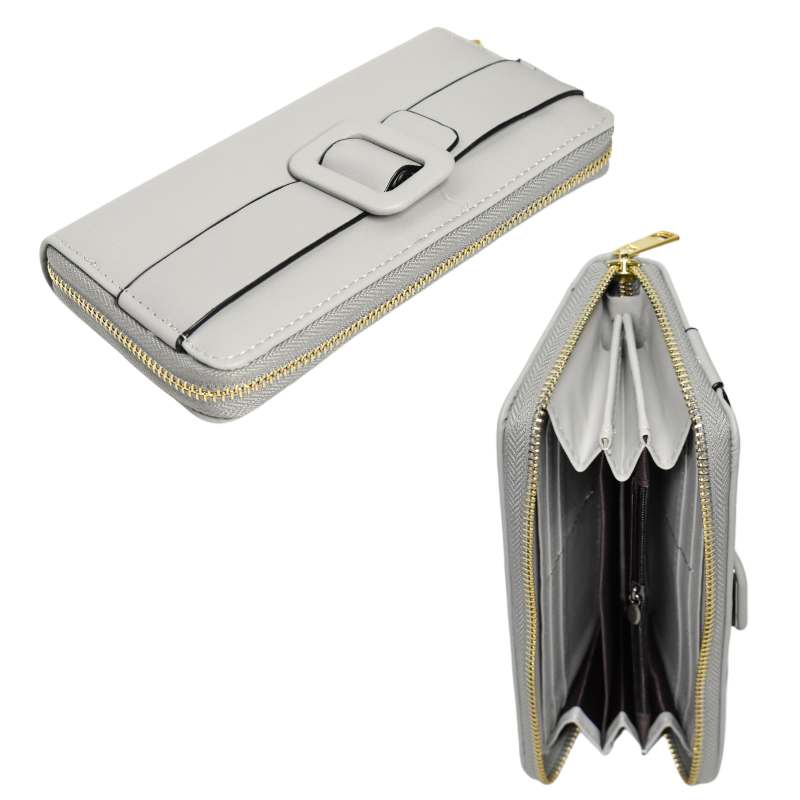 Billetera lisa con cincho al frente color gris