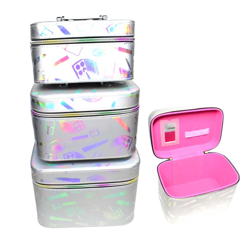 Kit de 3 cosmetiqueras gris