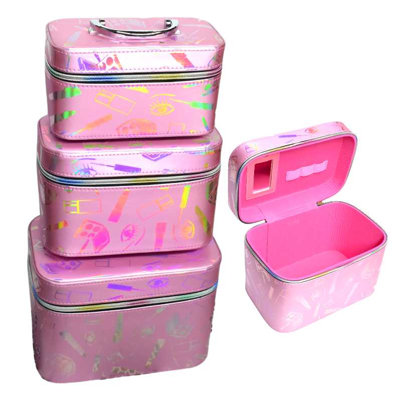 Kit de 3 cosmetiqueras rosada