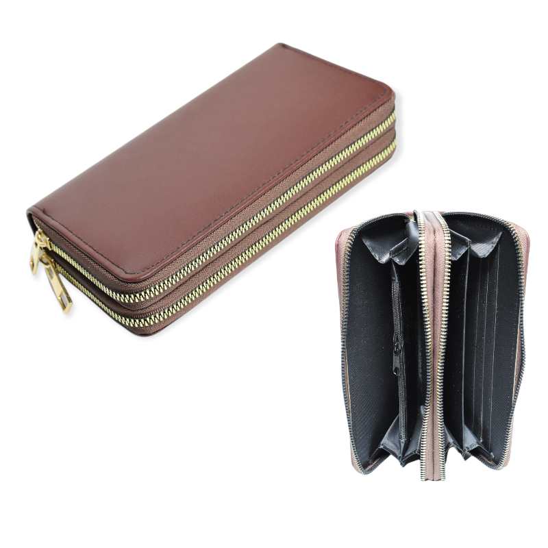 Billetera café con diseño liso para dama