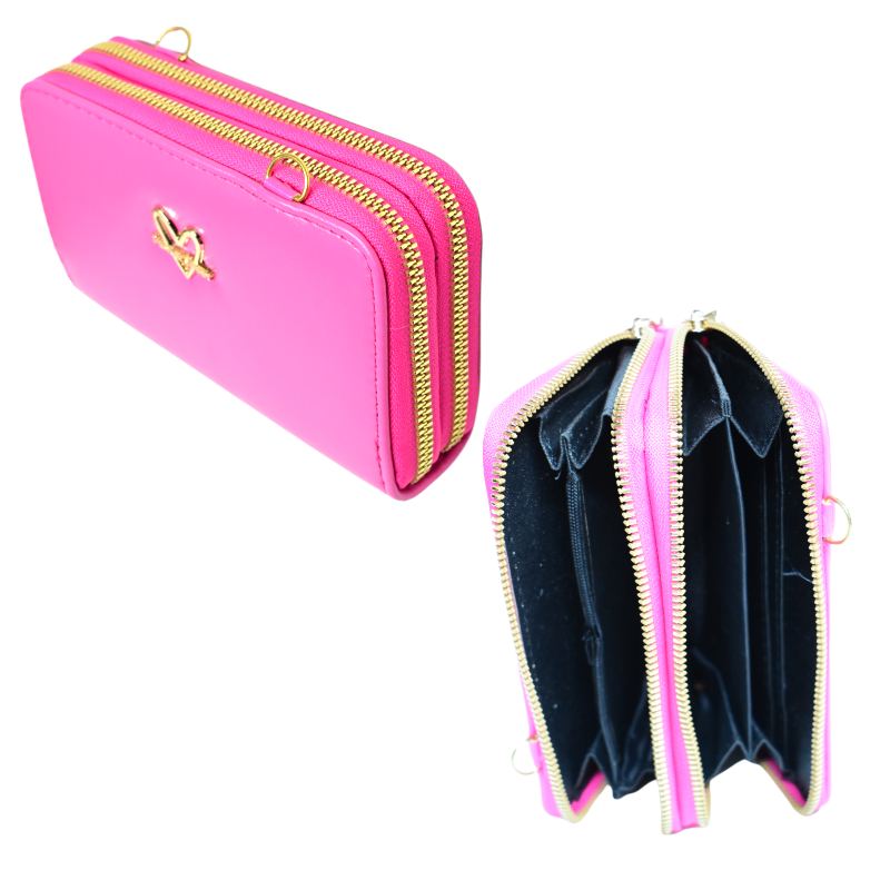 Billetera fucsia pink in sweet con emblema de corazón lisa