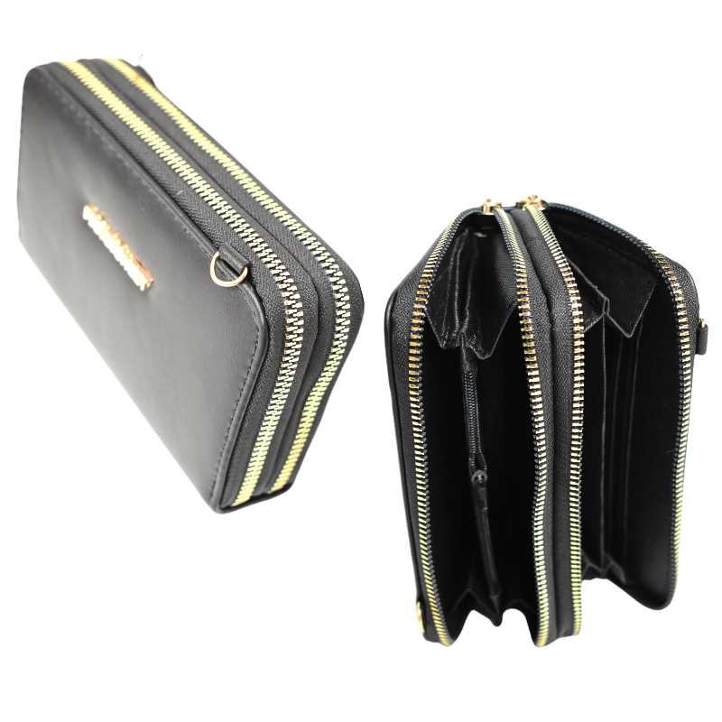 Billetera negra pink in sweet 2 espacios diseño liso