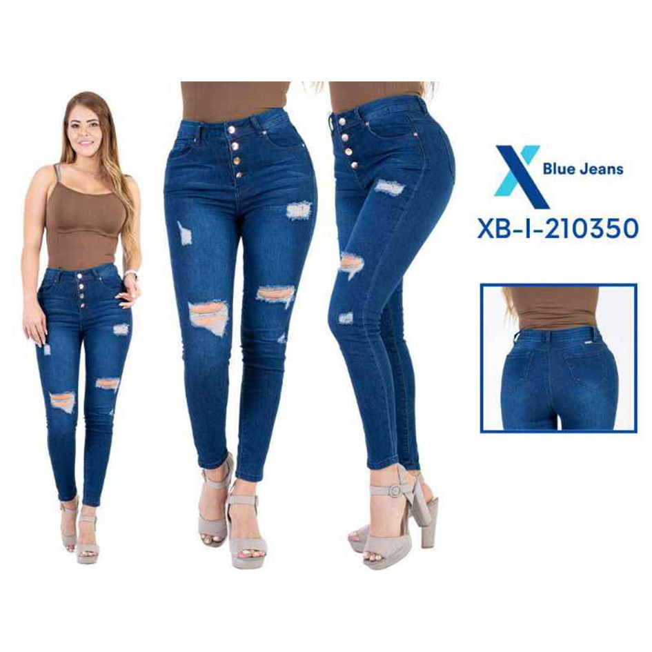 Pantalon xblue azul rasgado 4 botones con bolsas