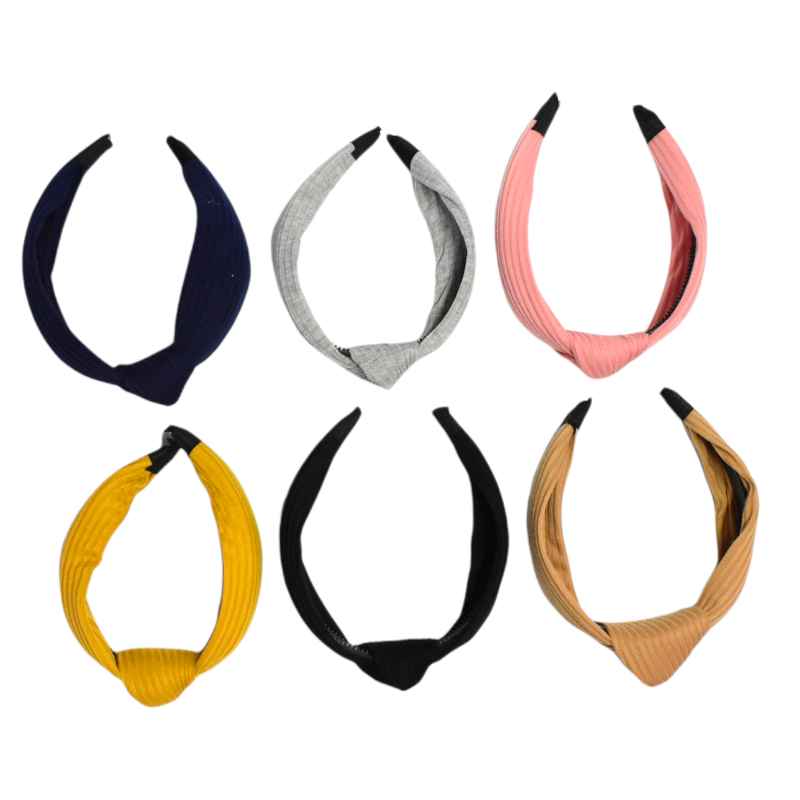 Diadema con textura de gabardina con nudo cruzado de colores