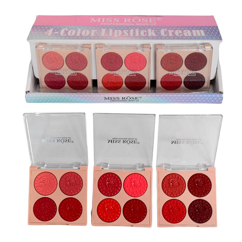 Crema labial de 4 colores marca Miss Rose surtido