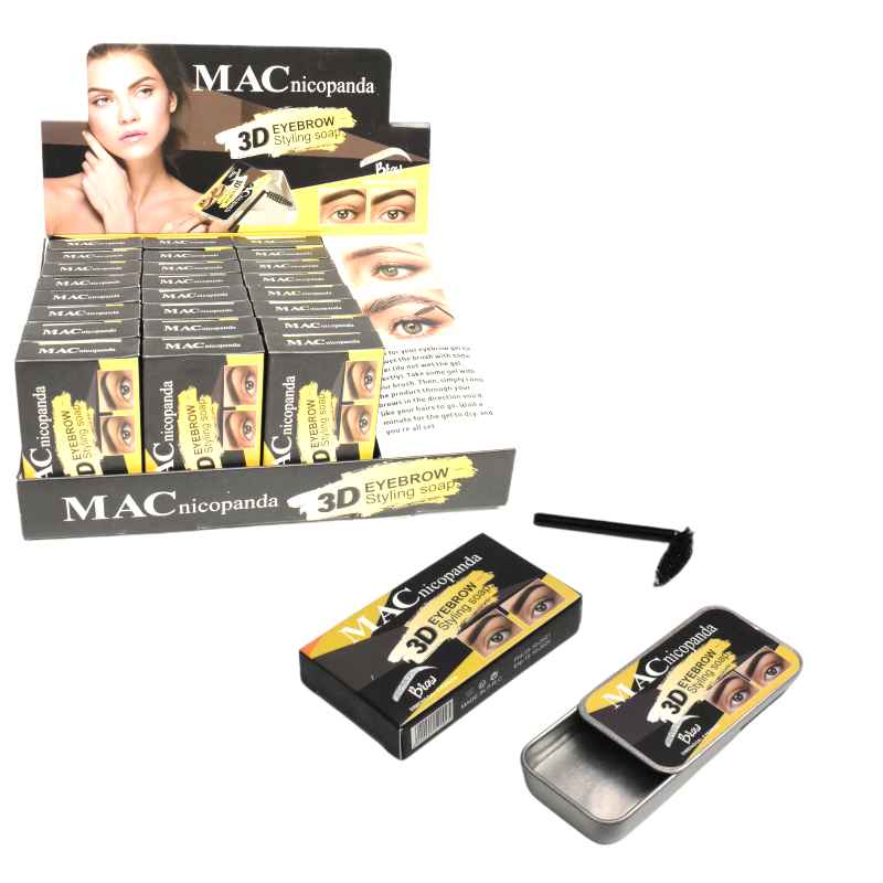 Jabon para cejas macnicopanda empaque café 3d