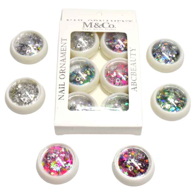 Decoración de uñas corazones y estrellas myco 6u caja blanca