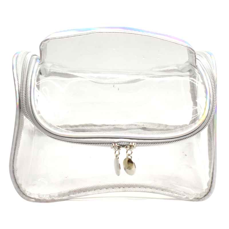 Cosmetiqueras diseño de bolso transparente con plateado