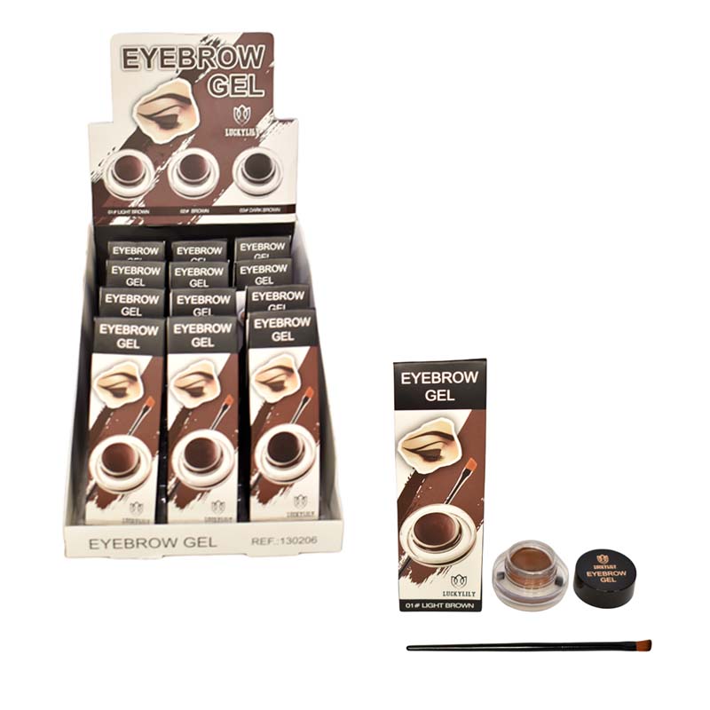 Pomada en gel de cejas Lucky Lily empaque triangular cafe