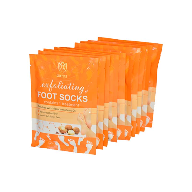 Mascarilla exfoliante para pies de macadamia Lucky Lily en forma de calcetín