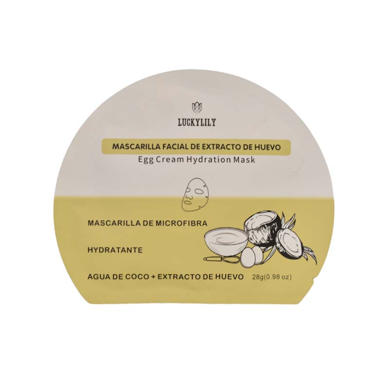 Mascarilla de microfibra con extracto de huevo y agua de coco