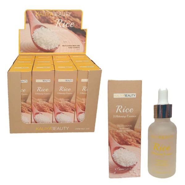 Suero facial de extracto de arroz Kaliyabeauty 30ml caja cafe