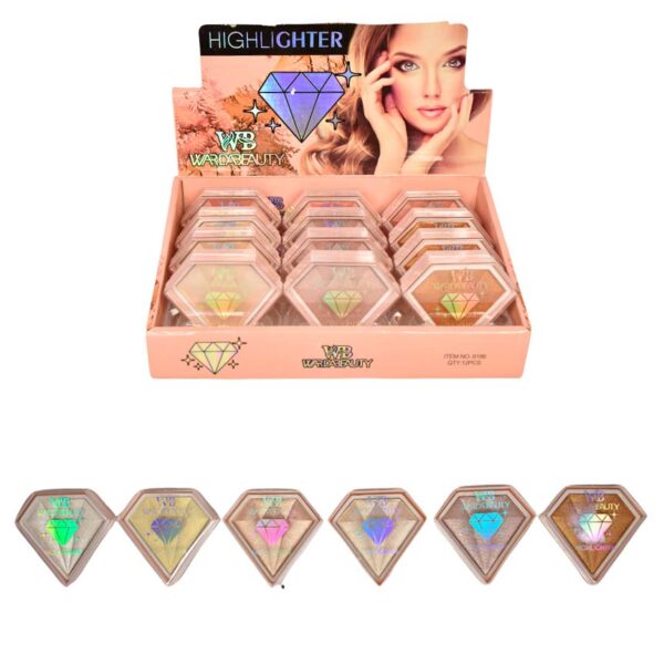 Iluminador en presentación diamante WardaBeauty tonos varios