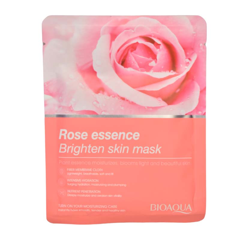 Mascarilla extracto de rosa Bioaqua empaque rosado