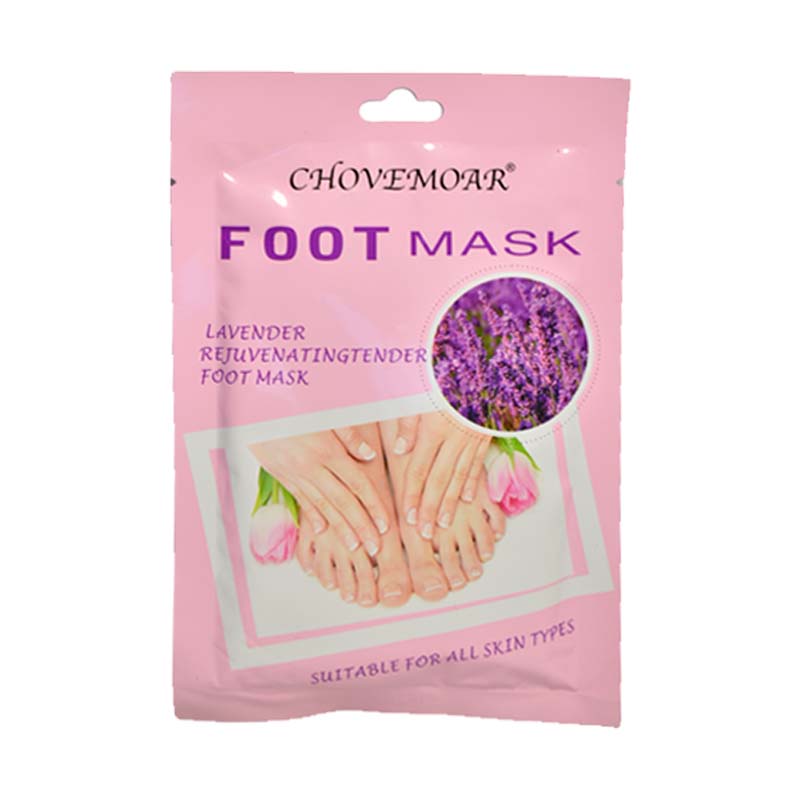 Mascarilla para pies de lavanda Chovemoar empaque rosado