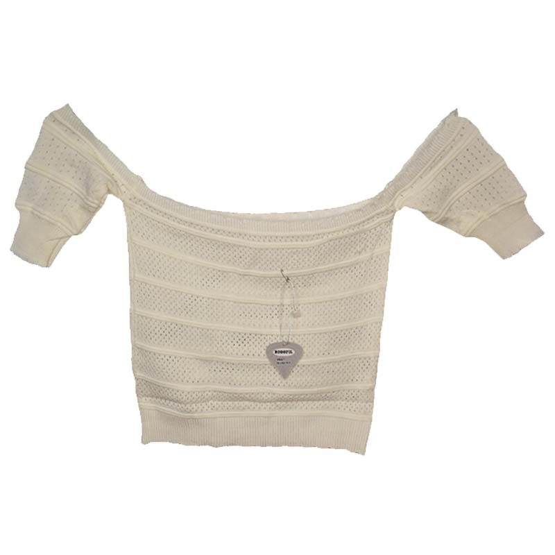 Blusa crop top hombros descubiertos manga corta blanca Best Quality