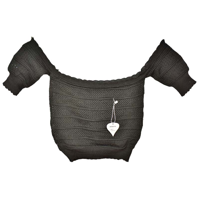 Blusa crop top hombros descubiertos manga corta negro Best Quality