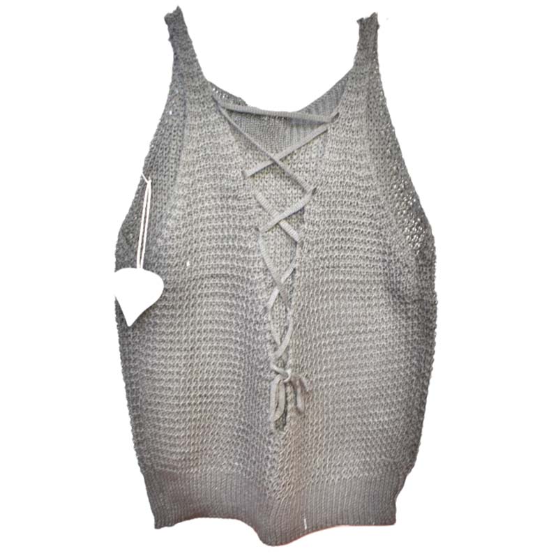 Blusa crop top tirantes con abertura entrelazada Negro Best Quality