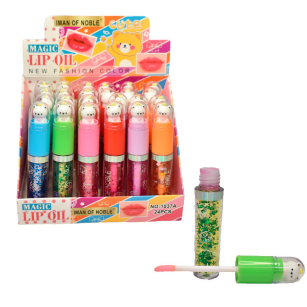 Brillo magic Lip Oil cute diseño de oso en capsula